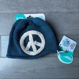 Unisex Infant Pebble Hand Knit Organic Cotton Baby Beanie With Peace Symbol OS